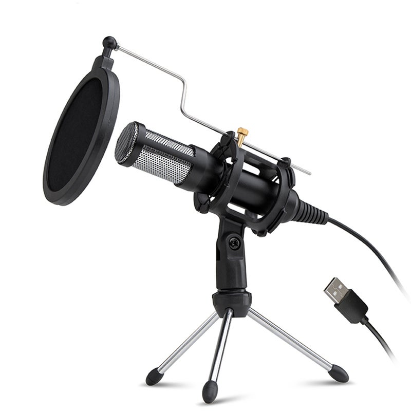 Professional Condenser Microphone With Mini Mic Stand V8012_P Black  - Image 1