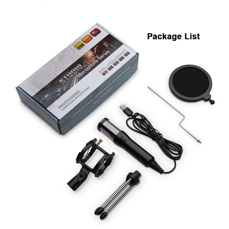Professional Condenser Microphone With Mini Mic Stand V8012_P Black  - Image 3