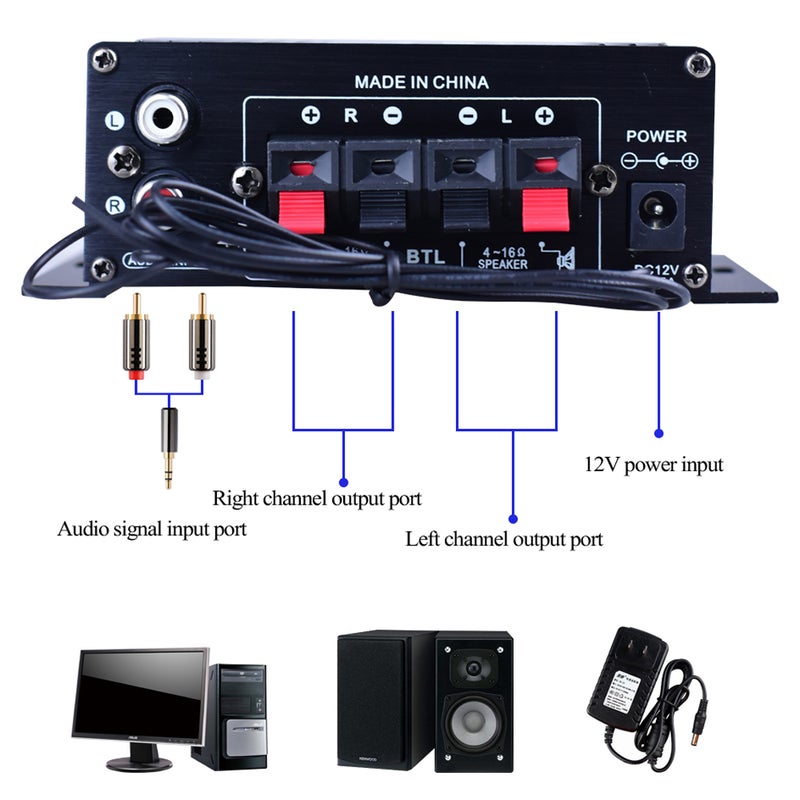 AK370 Mini Audio Power Amplifier V6731_P Black - v1604917708/N41432737A_7