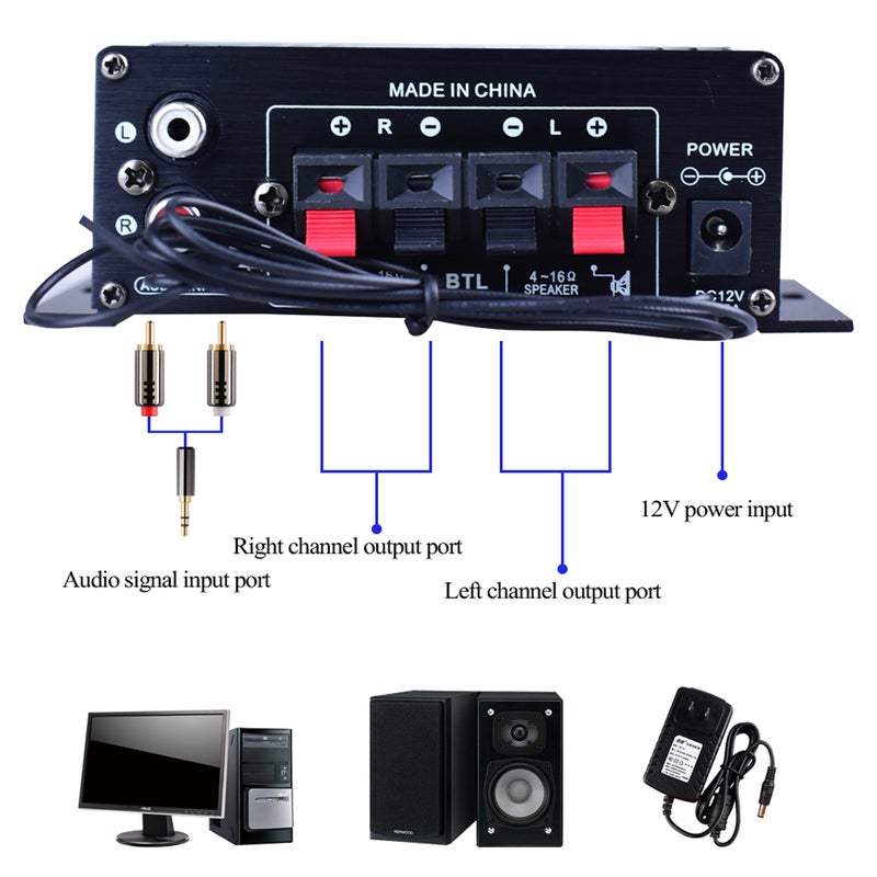 Generic - AK370 Mini Audio Power Amplifier V6731_P Black - Image 1