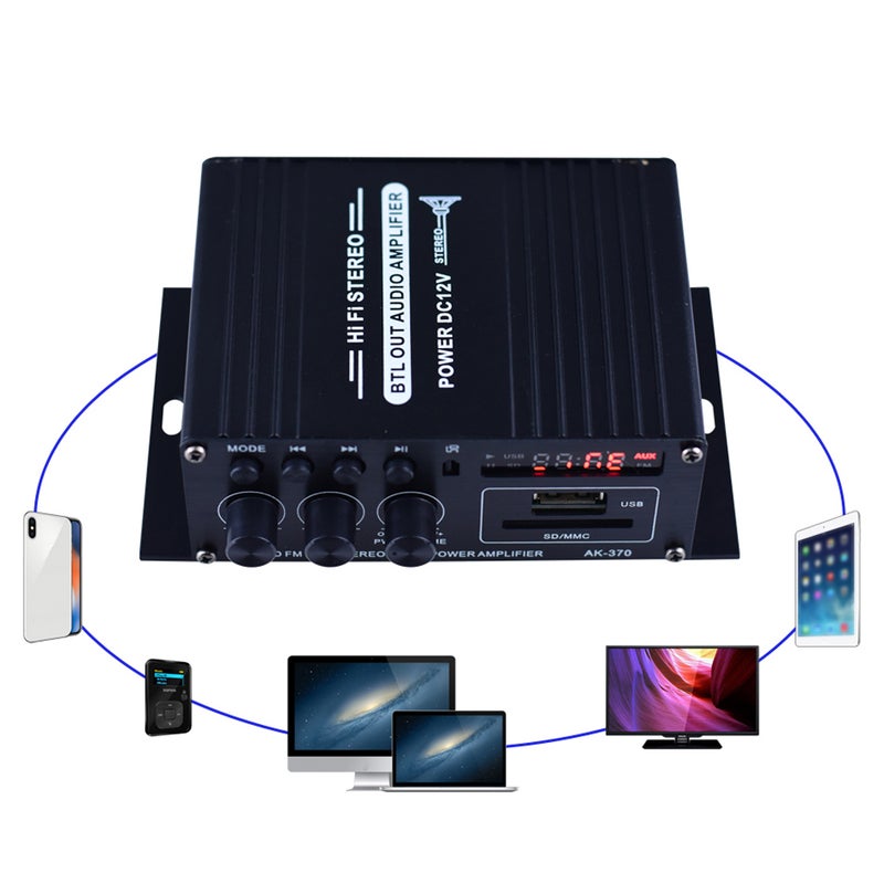 Generic - AK370 Mini Audio Power Amplifier V6731_P Black - Image 1