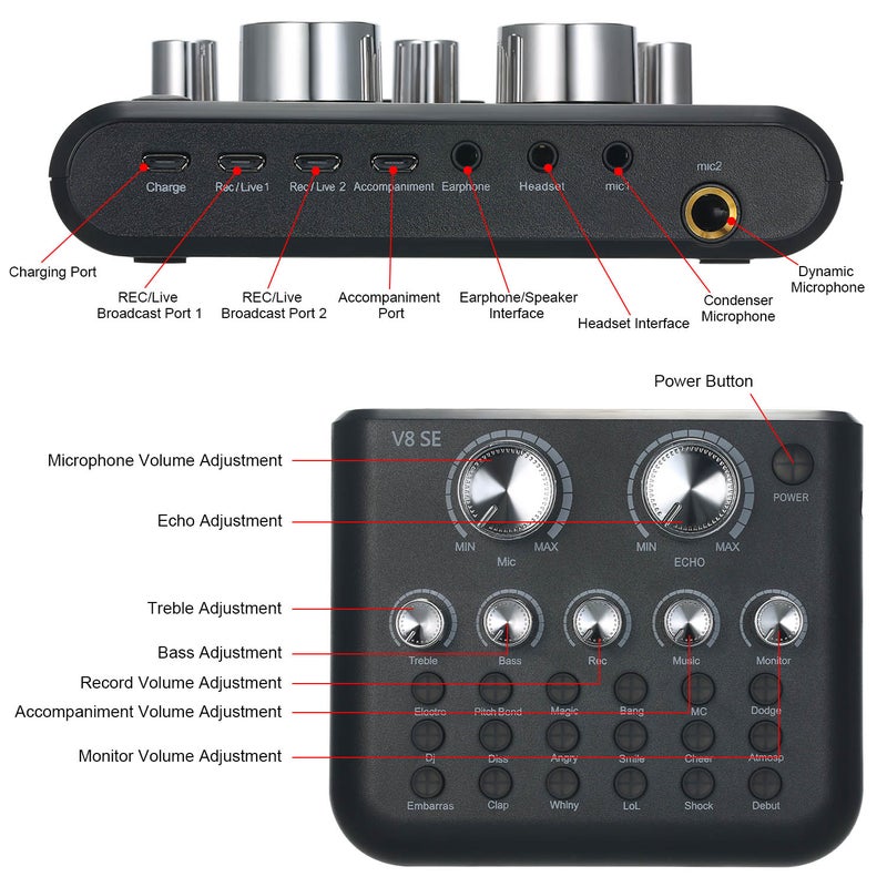 Generic - V8SE External Mini Live Sound Mixer Card V7902_P Black - Image 1