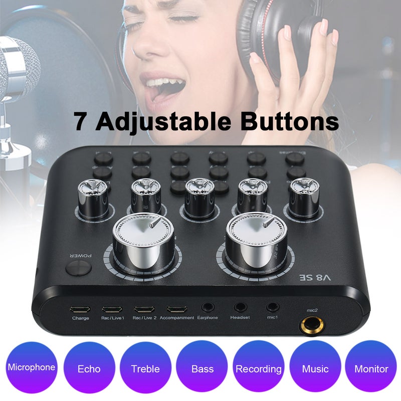 Generic - V8SE External Mini Live Sound Mixer Card V7902_P Black - Image 1