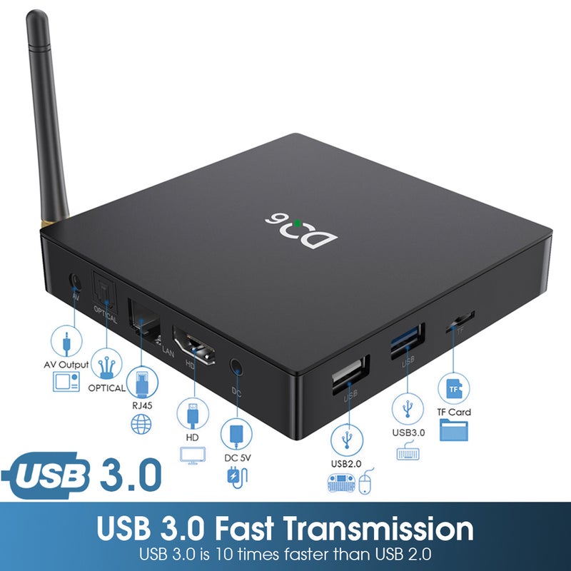 DQ6 Android 10.0 Smart TV Box With Remote Control V7908UK-64G_P Black - Image 2