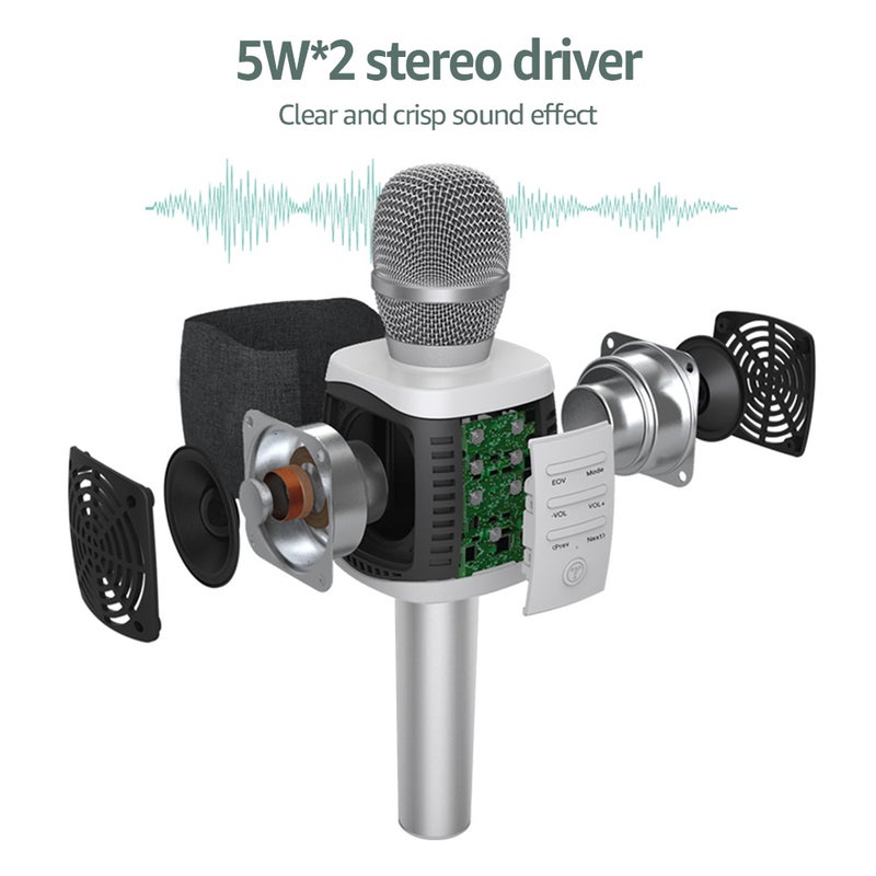 توسينج ميكروفون كاريوكي لاسلكي 2 في 1 V7785DGY_P رمادي داكن - Image 5