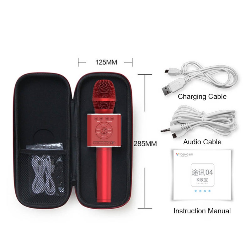 توسينج ميكروفون كاريوكي لاسلكي 2 في 1 V7784R_P أحمر - Image 5