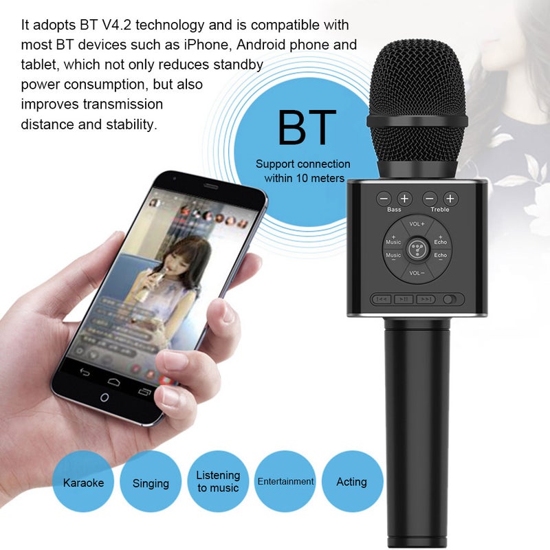 TOSING 2-In-1 Wireless Karaoke Microphone V7784B_P Black  - Image 2