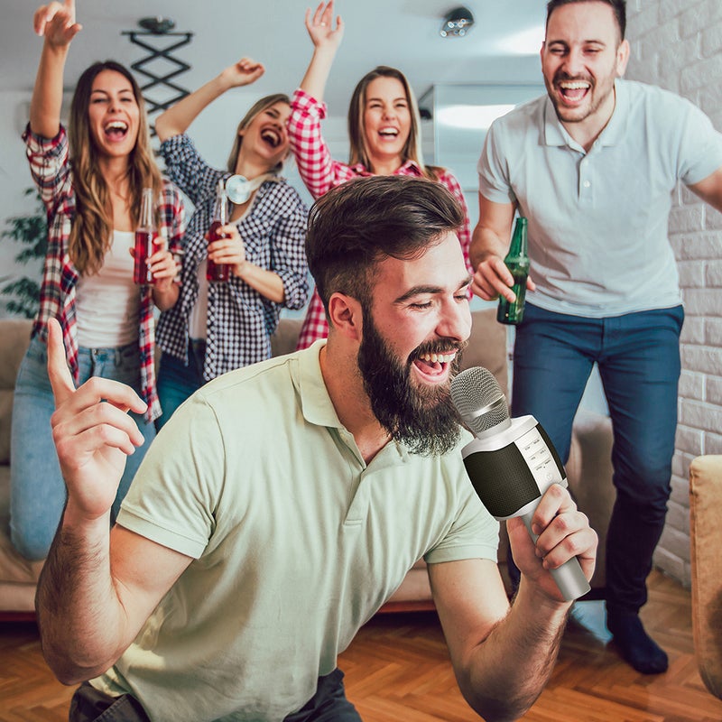 توسينج ميكروفون كاريوكي لاسلكي 2 في 1 V7785DGY_P رمادي داكن - Image 2