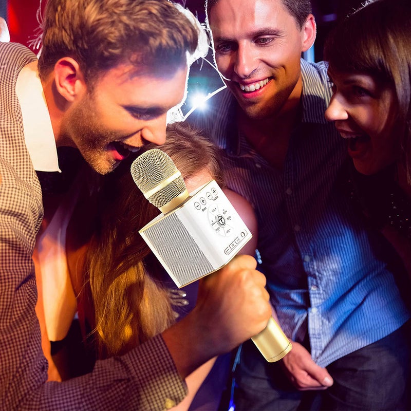 توسينج ميكروفون كاريوكي لاسلكي 2 في 1 V7784G_P ذهبي - Image 4