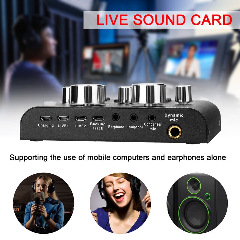 Audio USB Headset Microphone Webcast Live Sound Card V6697_P Black - Image 5