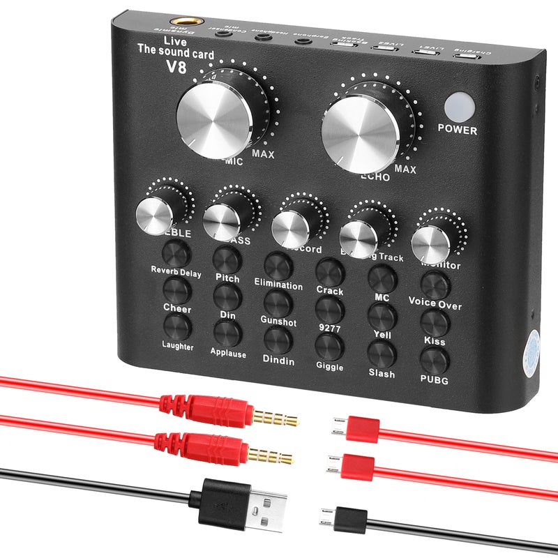 Audio USB Headset Microphone Webcast Live Sound Card V6697_P Black - Image 1