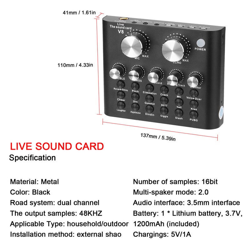 Audio USB Headset Microphone Webcast Live Sound Card V6697_P Black - Image 4