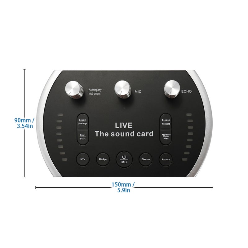 Generic - Wired Condenser Live Stream Sound Card V6692_P Black - Image 1