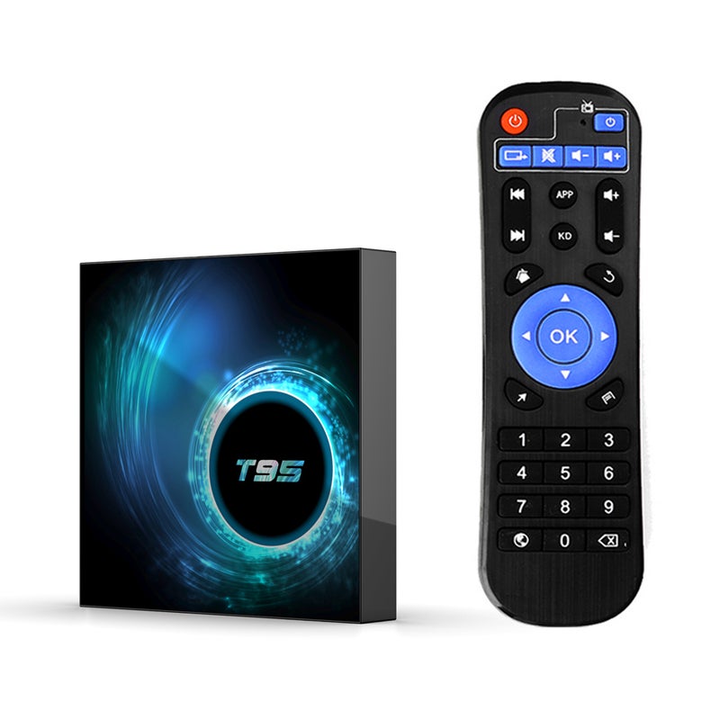 T95 Android 10.0 Allwinner H616 Quad-core Smart TV Box With Remote Control V7682UK-64G_P Black - Image 1