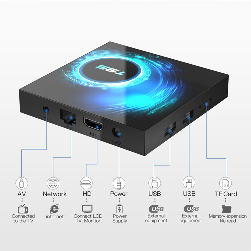 T95 Android 10.0 Allwinner H616 Quad-core Smart TV Box With Remote Control V7682EU-32G_P Black  - Image 3