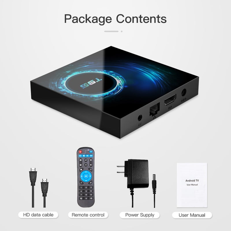 T95 Android 10.0 Allwinner H616 Quad-core Smart TV Box With Remote Control V7682UK-32G_P Black