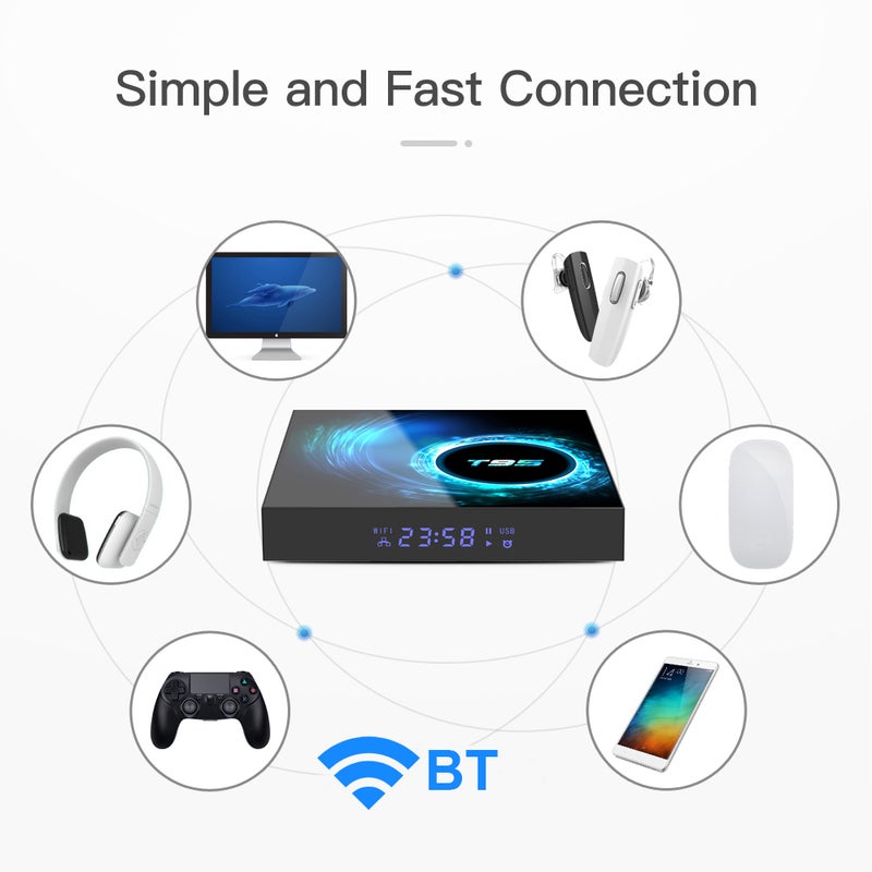 T95 Android 10.0 Allwinner H616 Quad-core Smart TV Box With Remote Control V7682UK-32G_P Black