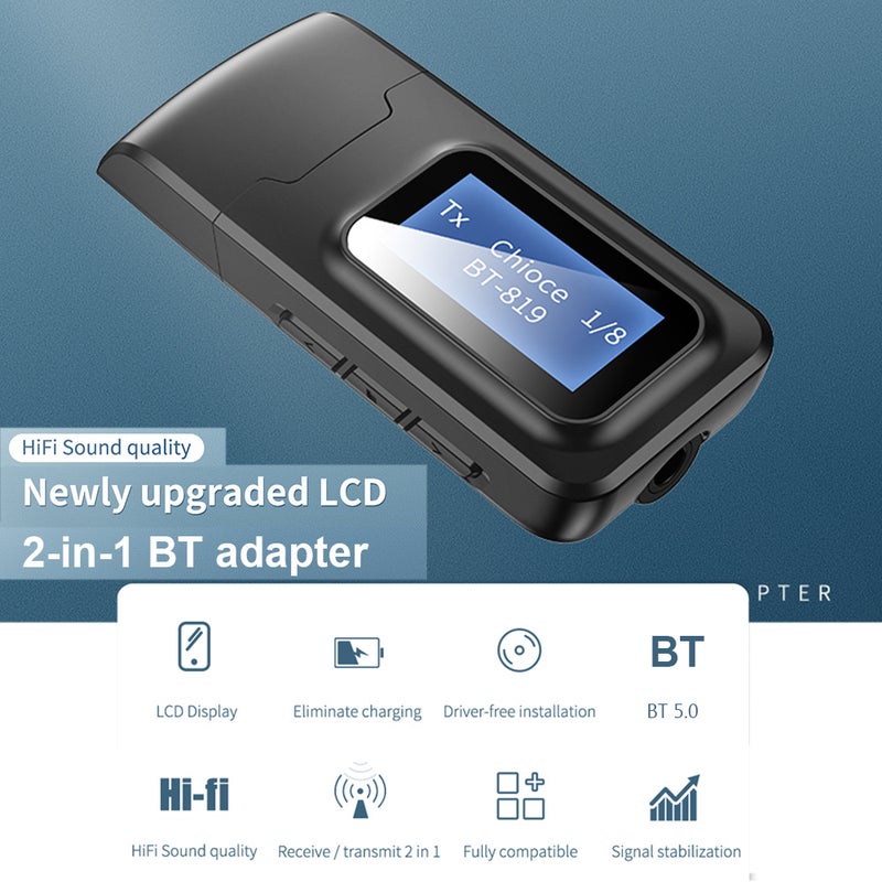 Generic - Bluetooth 5.0 Audio Wireless Transmitter Receiver V7656_P Black - Image 1