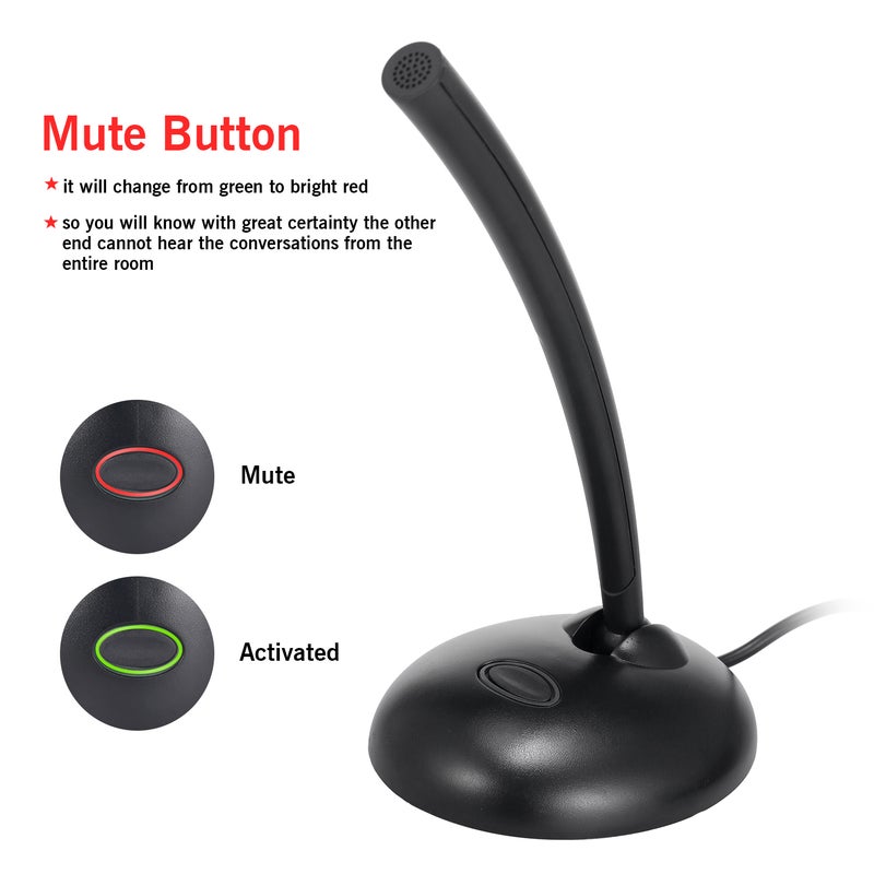 USB Microphone With Mute Button And LED Indicator V7645_P Black  - Image 4