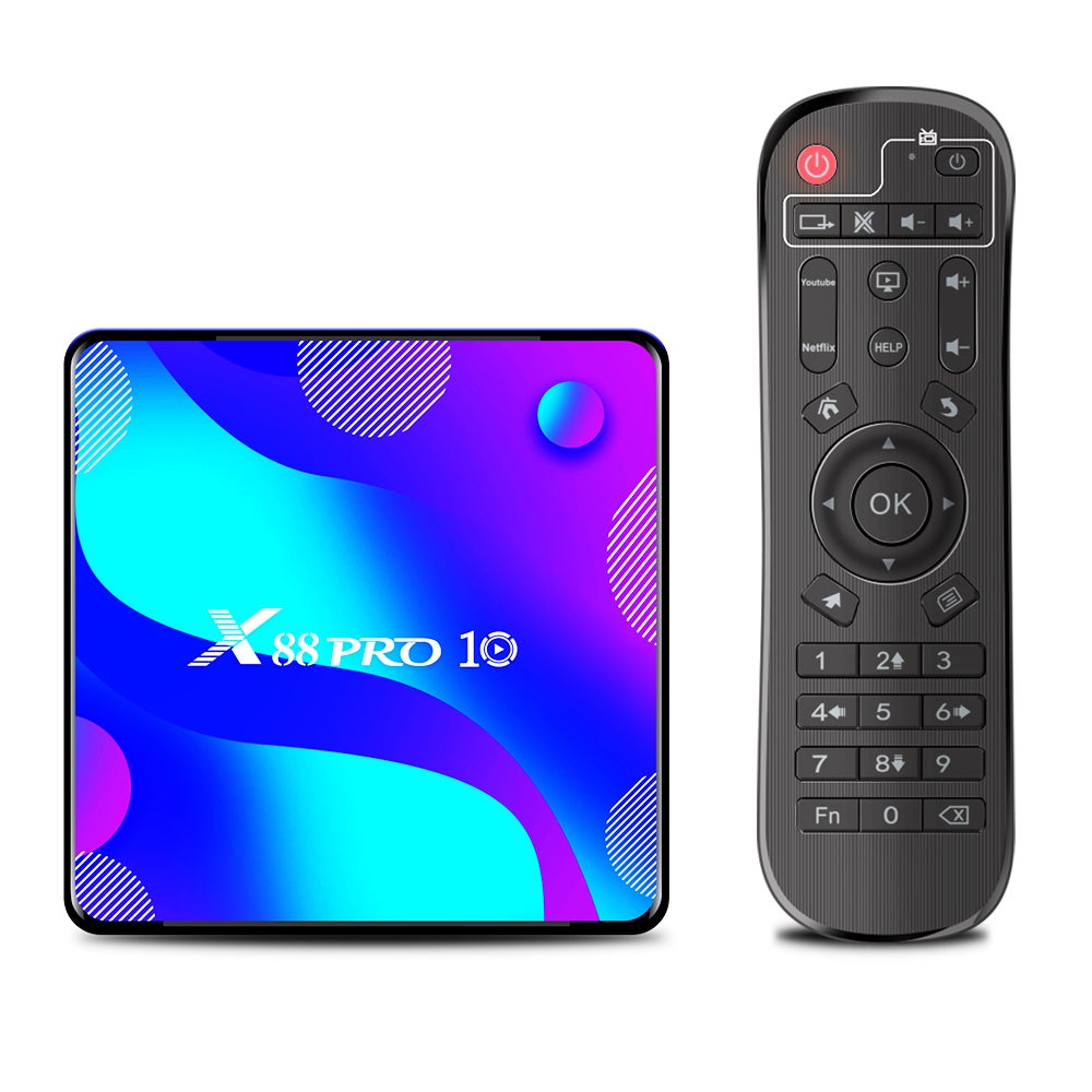X88 PRO 10 Android 10.0 Smart TV Box With Remote Control V7611EU-128G_P Black