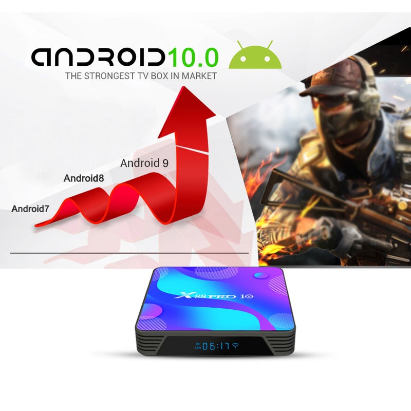 Generic - X88 PRO 10 Android 10.0 Smart TV Box With Remote Control V7611UK-16G_P Black - Image 1
