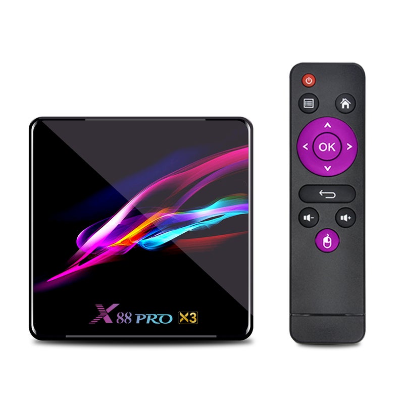 H96 Max X3 Smart Android 9.0 Quad Core TV Set Top Box V7491EU-128G_P Black  - Image 1