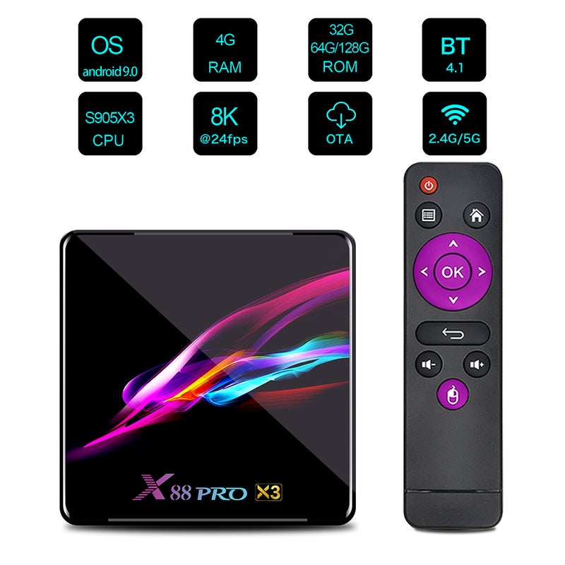 H96 Max X3 Smart Android 9.0 Quad Core TV Set Top Box V7491UK-128G_P Black  - Image 5
