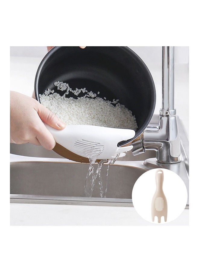 Multifunction Rice Washing Spoon Bean Washer Cleaning Drain Filter Kitchen Tool Beige 20*10*20cm - Image 2