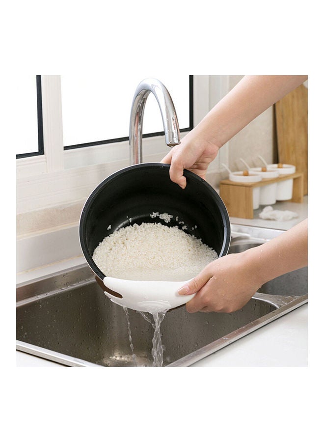 Multifunction Rice Washing Spoon Bean Washer Cleaning Drain Filter Kitchen Tool Beige 20*10*20cm - Image 3