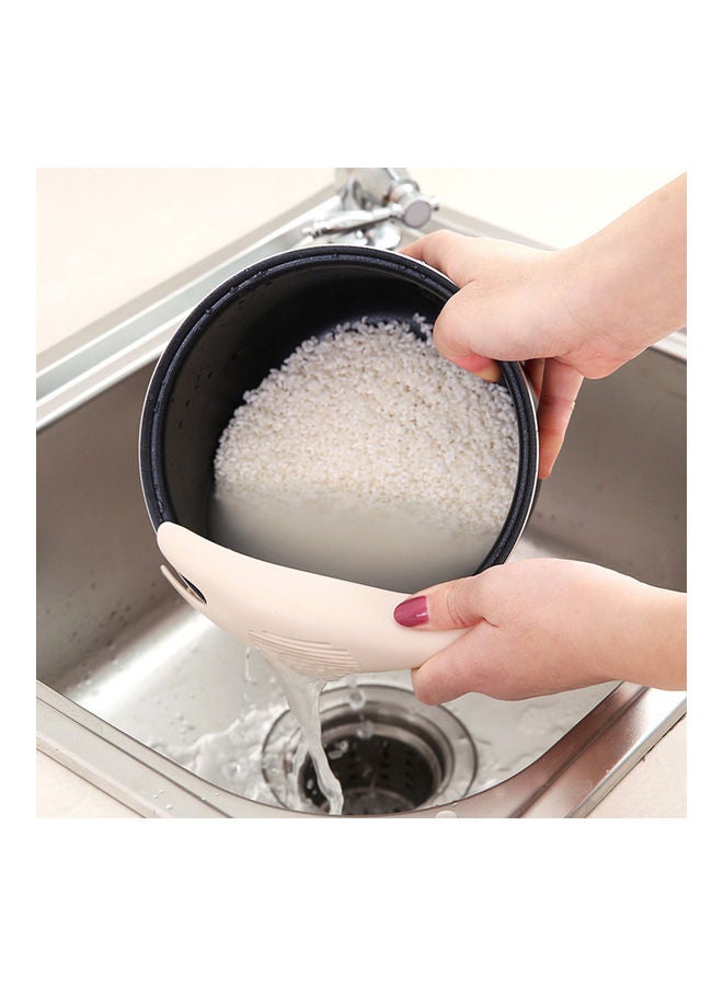 Multifunction Rice Washing Spoon Bean Washer Cleaning Drain Filter Kitchen Tool Beige 20*10*20cm - Image 4