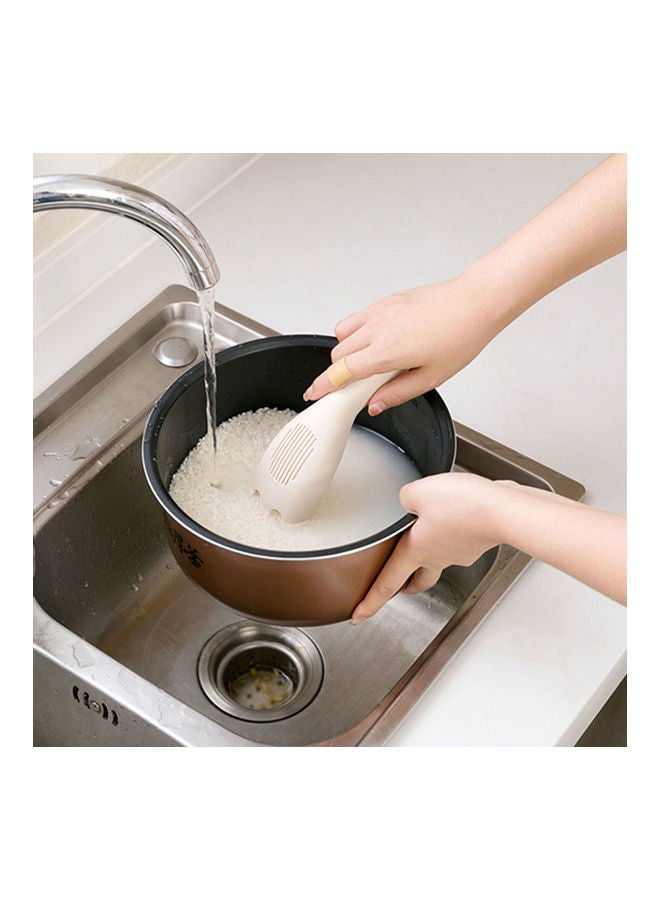 Multifunction Rice Washing Spoon Bean Washer Cleaning Drain Filter Kitchen Tool Beige 20*10*20cm - Image 5