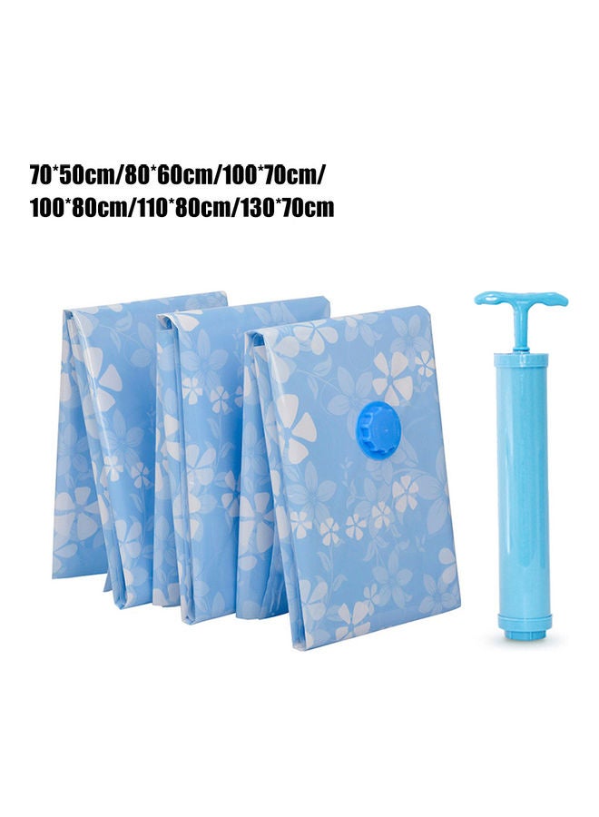 Vacuum Storage Bag Reusable Hand Pump Compressed Clothes Blanket Quilt Organizer Blue 20x10x20cm - Image 2