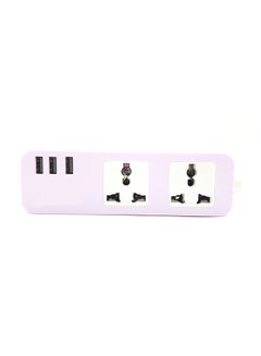 مقبس تمديد طاقة ثنائي الاتجاه يناسب جميع الأجهزة مع 3 منافذ USB أرجواني 1.8متر