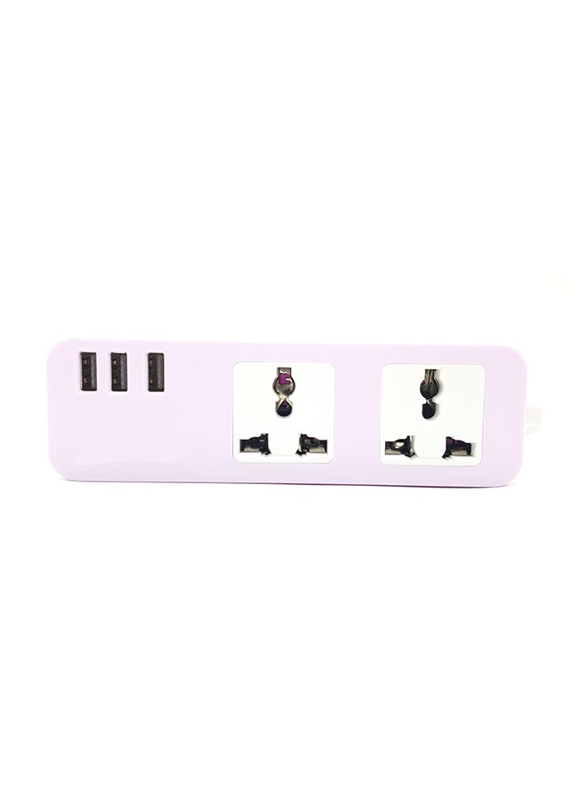 توشيونيكس - مقبس تمديد طاقة ثنائي الاتجاه يناسب جميع الأجهزة مع 3 منافذ USB أرجواني 1.8متر - Image 1