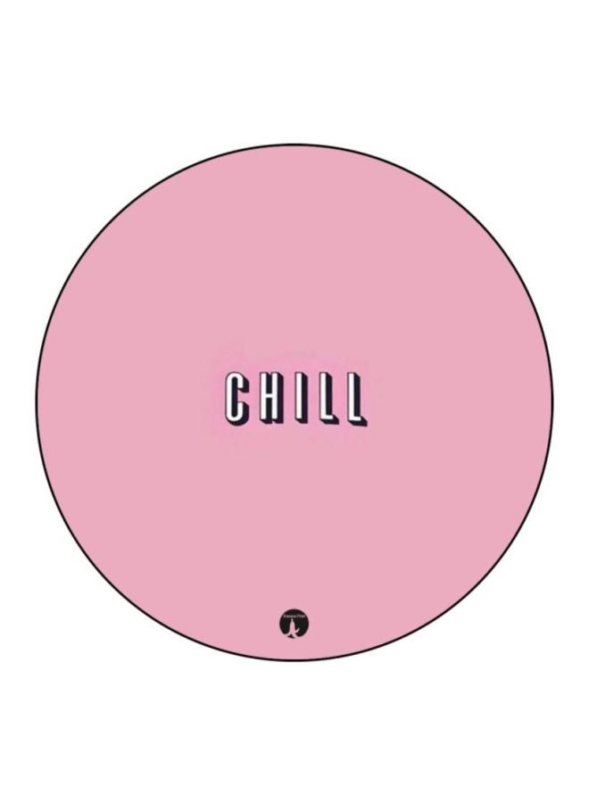 بي بي لوحة ماوس دائرية الشكل مزيّنة بطبعة عبارة باللغة الإنجليزية وردي / أبيض / أسود