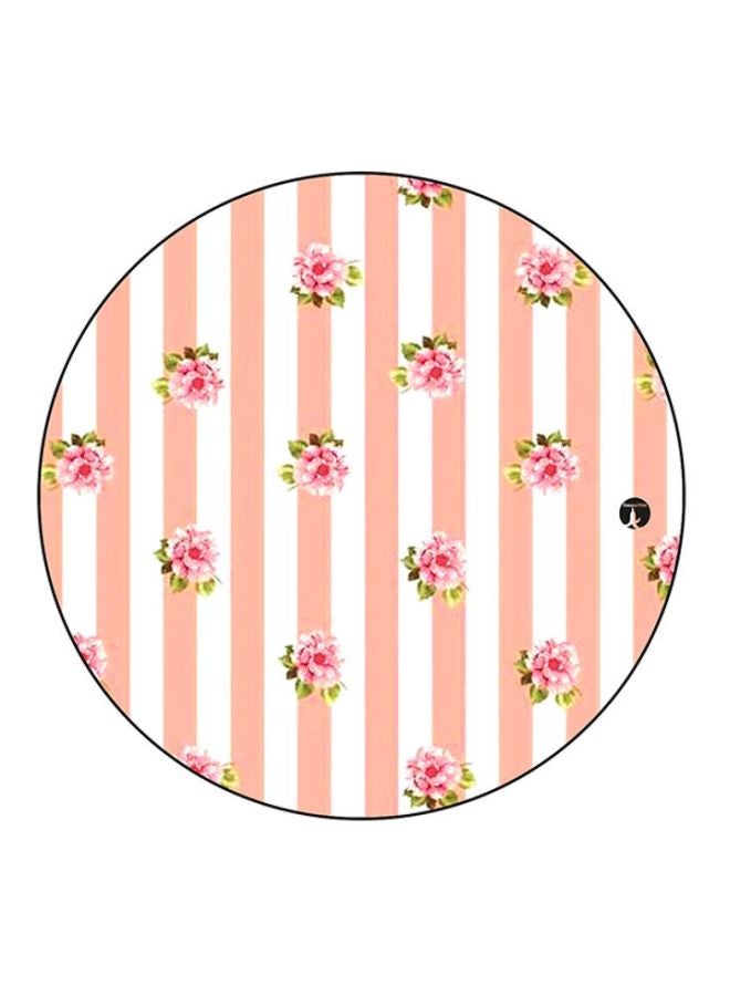BP Flowers Printed Round Mousepad Peach/White