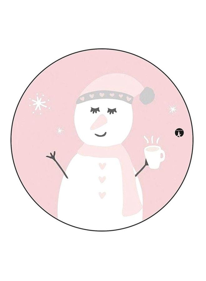 بي بي لوحة ماوس دائرية مُزينة بطبعة وردي/أبيض