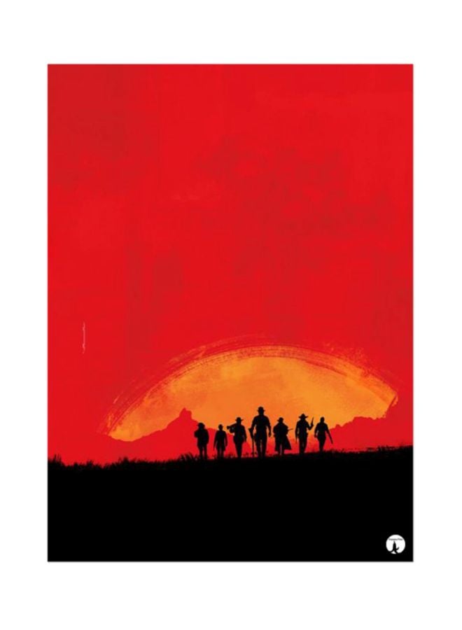 بي بي لوحة ماوس مزينة بطبعة مستوحاة من لعبة الفيديو "Red Dead Redemption" أحمر / أسود / أصفر