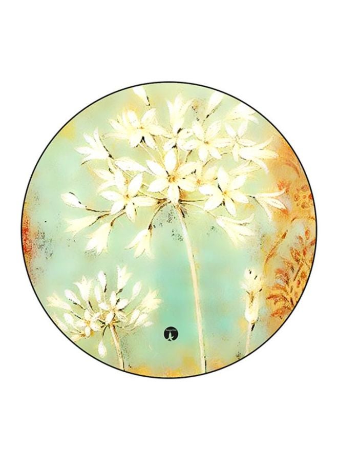 BP Floral Printed Round Mousepad Green/Yellow/White