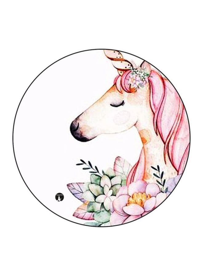 BP Unicorn Printed Round Mousepad White/Beige/Pink