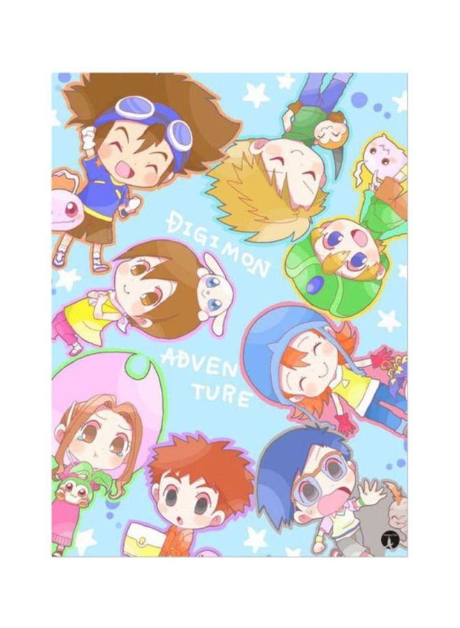 BP The Anime Digimon Printed Round Mousepad Blue/Brown/Pink