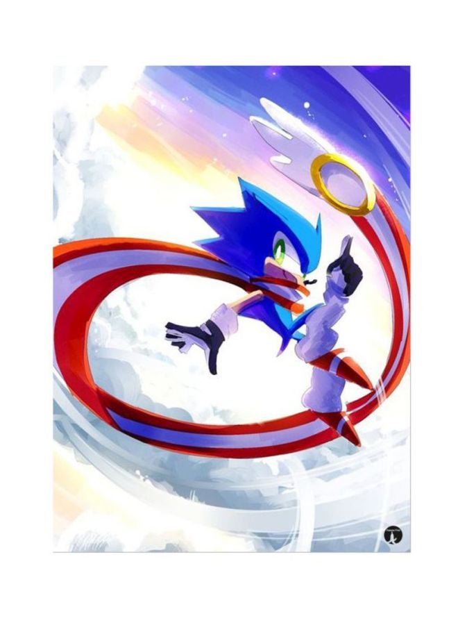 Sonic Cartoon Printed Mousepad Red/Blue/White