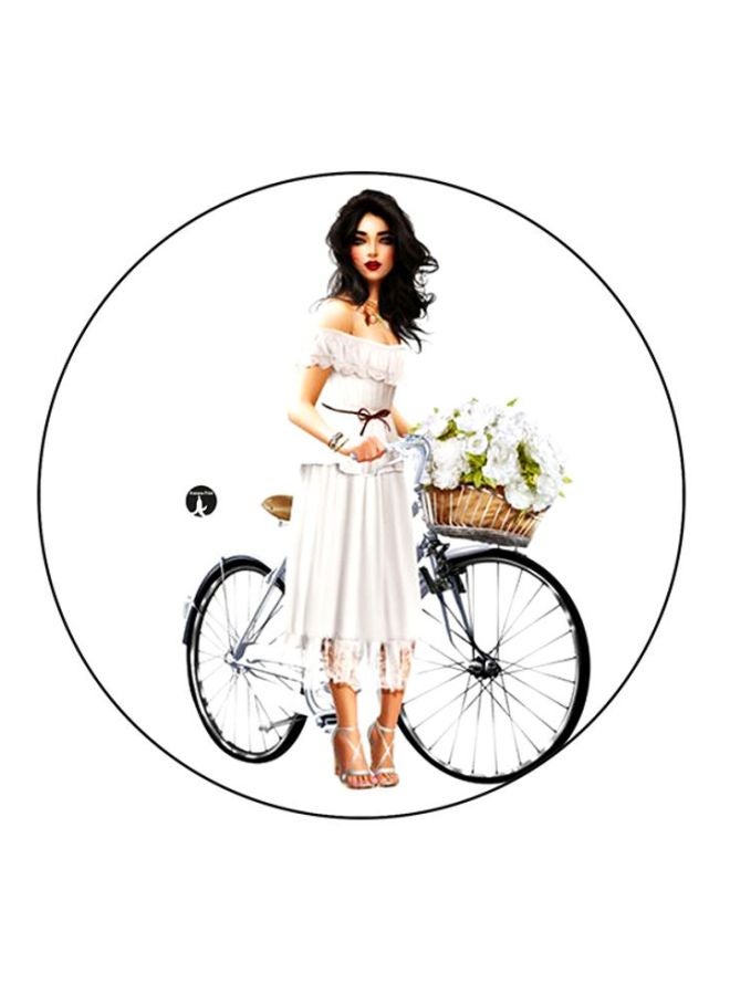 BP Printed Round Mousepad White/Black/Beige