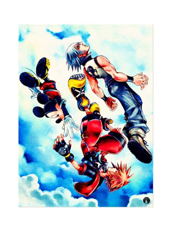 لوحة ماوس دائرية الشكل مزينة بطبعة مستوحاة من لعبة الفيديو ‘Kingdom Hearts‘ متعدد الألوان