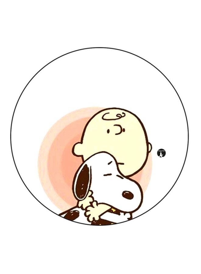 BP Printed Round Mousepad White/Beige/Brown