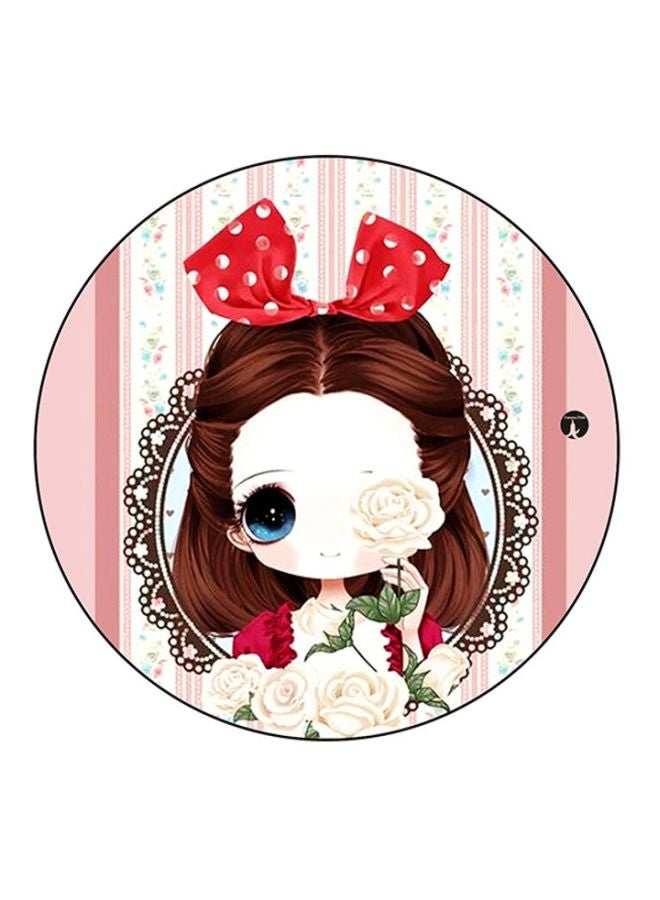 BP Printed Round Mousepad Beige/Red/White