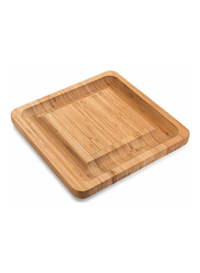 طقم لوح تقطيع الجبن من الخيزران مع سكين بني 33x3.5x33سم - Image 5