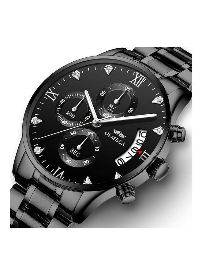 OLMECA 78M steel quartz waterproof watch with all black silver nails - Image 2