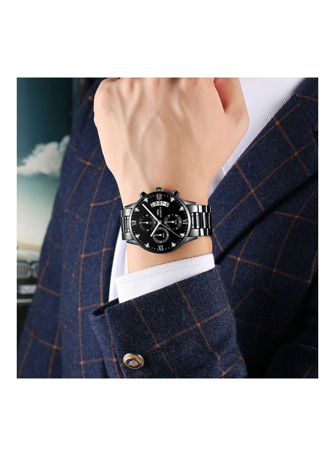 OLMECA 78M steel quartz waterproof watch with all black silver nails - Image 3