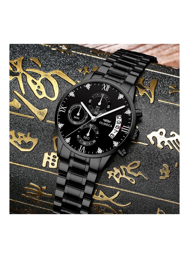 OLMECA 78M steel quartz waterproof watch with all black silver nails - Image 5